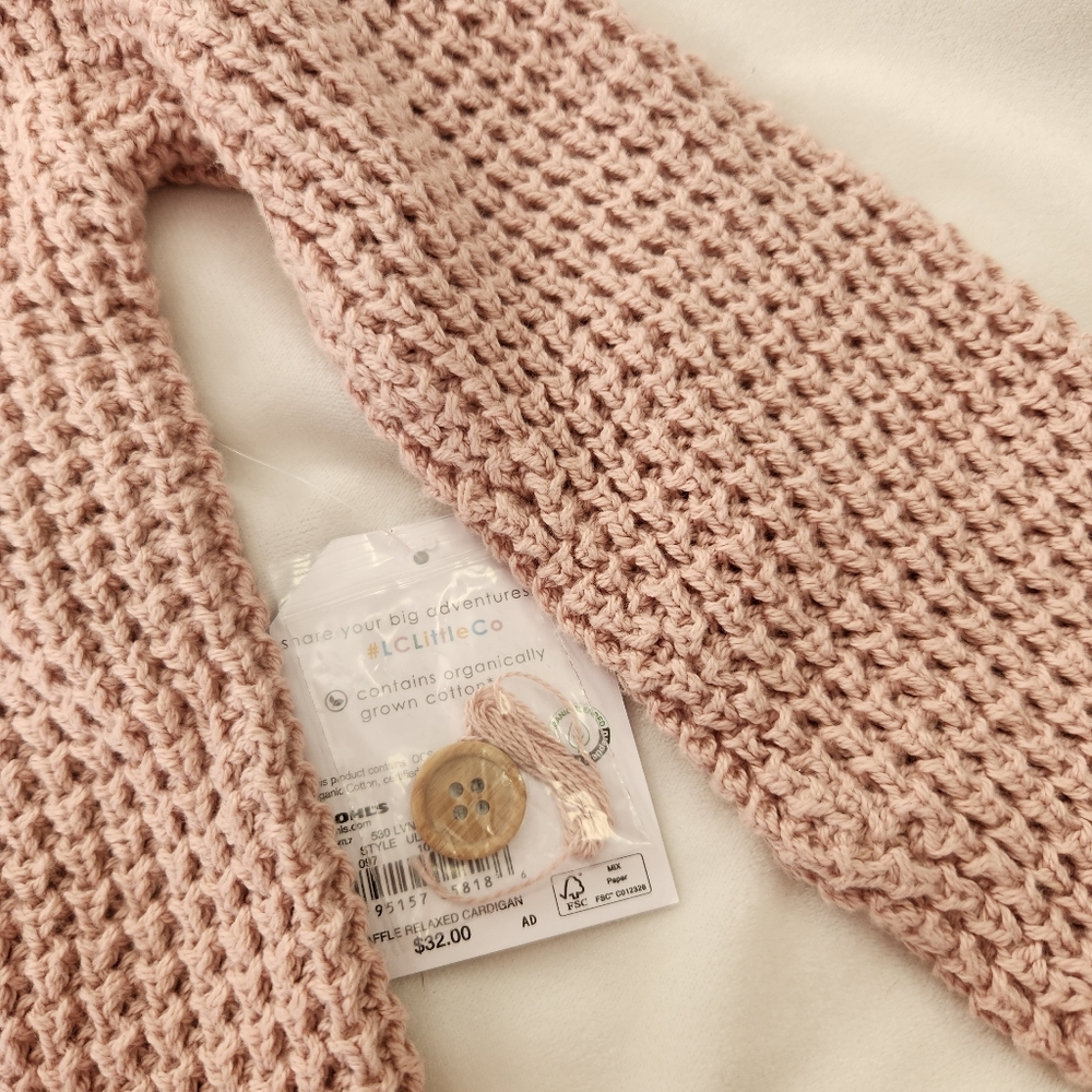Little Co Lauren Conrad NwT 3T Chunky Knit Pink Cardigan Sweater - Picture 3 of 4